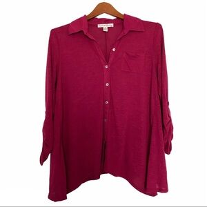 French Laundry button down tunic top pink small